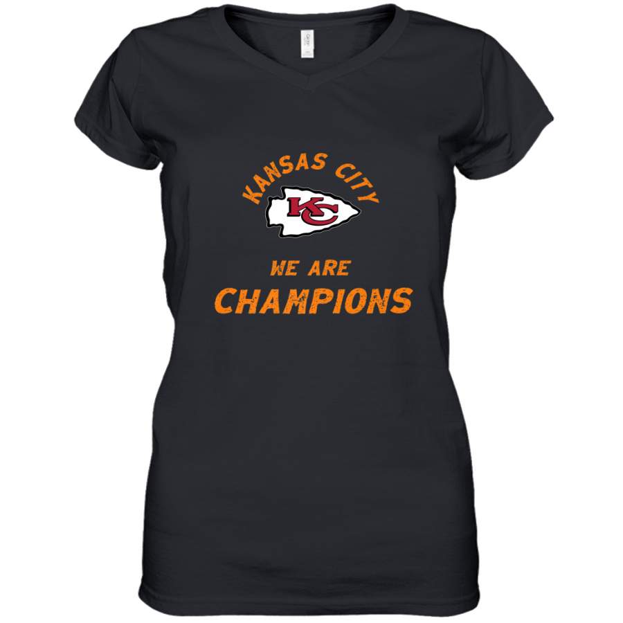 KC Kansas City Tribal Arrowhead we are Champions Women’s V-Neck T-Shirt