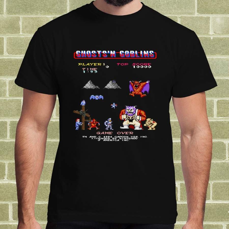 Ghosts’N Goblins Videogame Arcade 1986 T-Shirt Per Uomo E Bambino