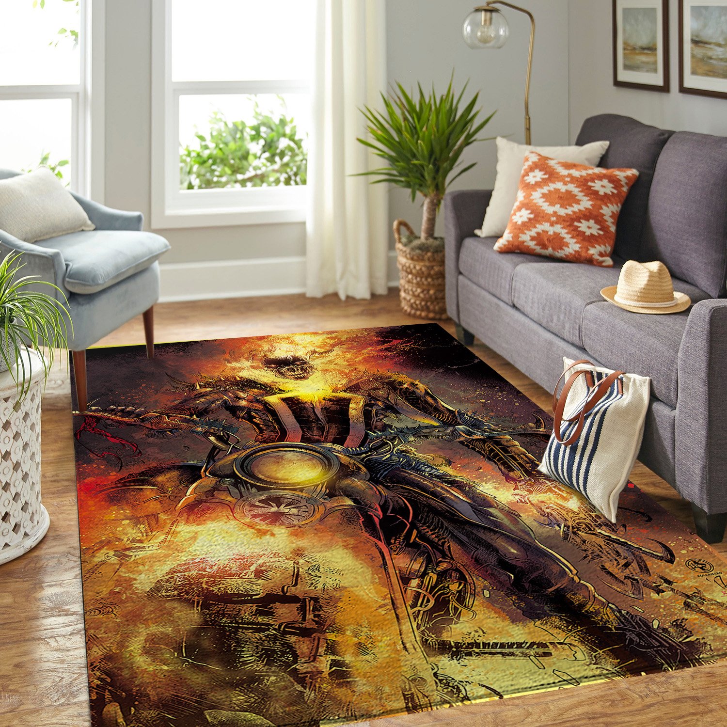 Ghost Rider Biker Area Rug Carpet 04872