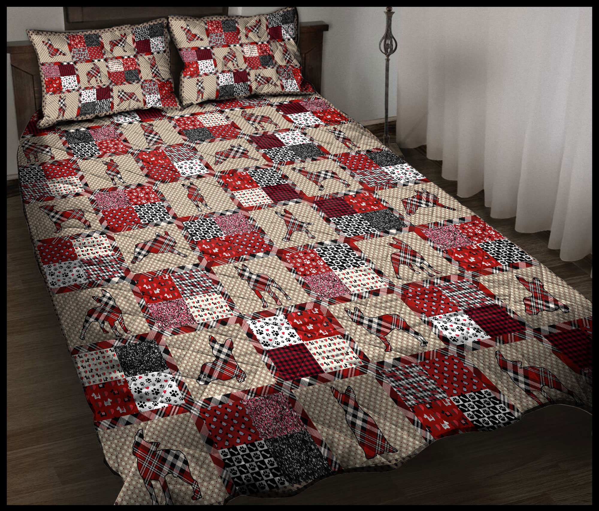 Boston Terrier Christmas Pattern TY2311 quilt bedding set ideas for womens & mens, couples matching, friends, funny family, dog lovers, pet lovers christmas holiday gifts (plus size available)