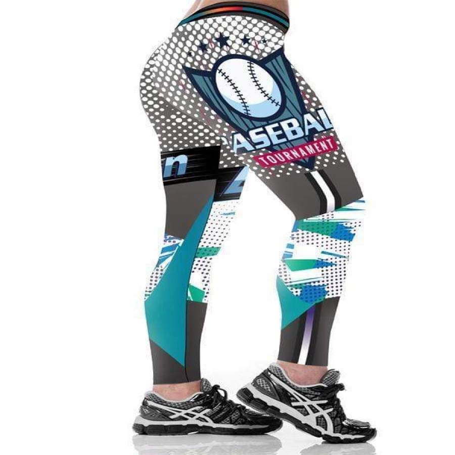 High Waist Boston 3D Printed Baseball Leggings