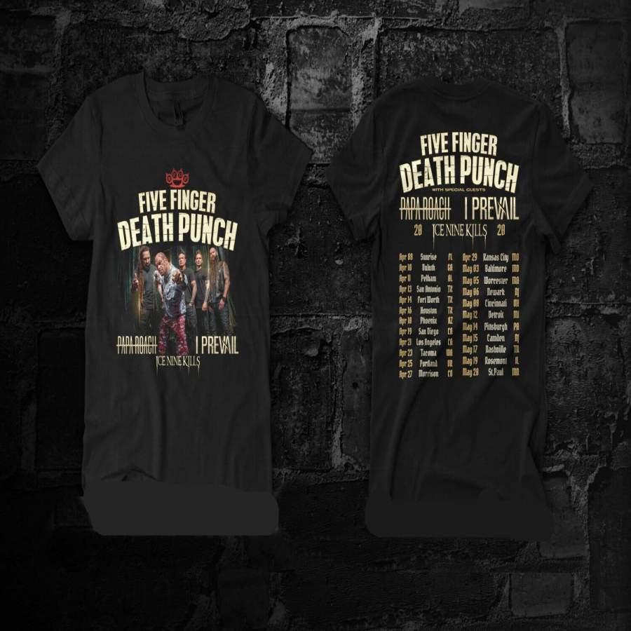 Five Finger Death Punch With Papa Roach Tour Dates 2020 T-Shirt