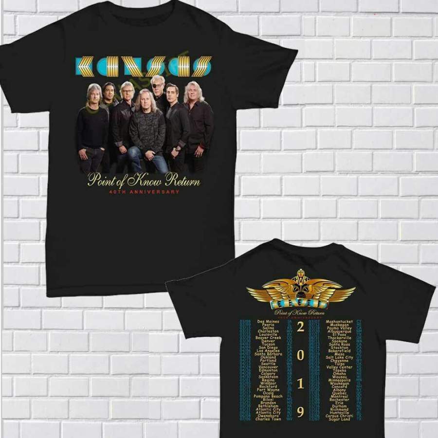 Kansas t shirt Rock Band Point of Know Return Tour 2019 T-Shirt size Men Black 2