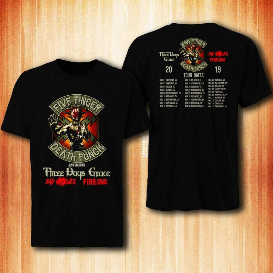 Five Finger Death Punch with Three Days Grace Tour Dates 2019 T-shirt all size