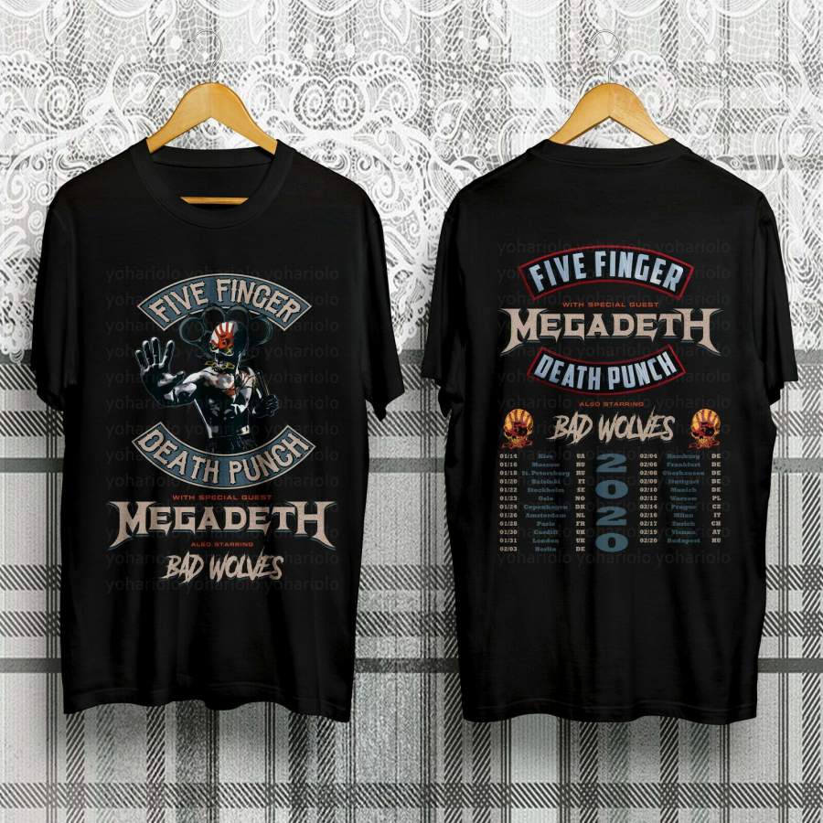 Five Finger Death Punch w guest Megadeth & Bad Wolves MEGADETH PUNCH 2020 Tshirt