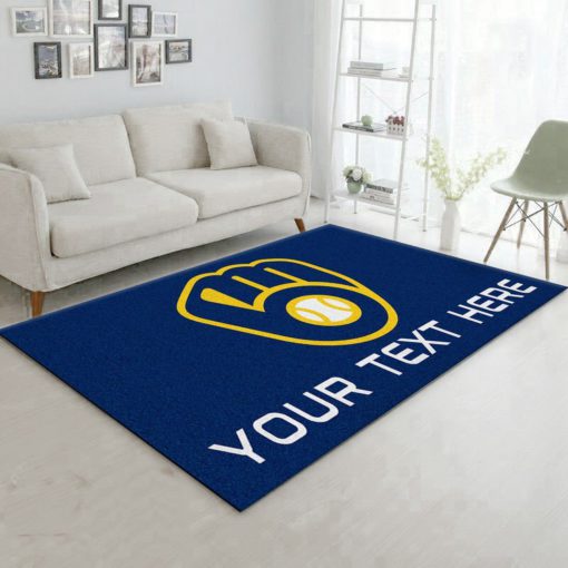 Customizable Milwaukee Brewers Personalized Accent Rug Area Rug For Christmas, Bedroom, Home US Decor