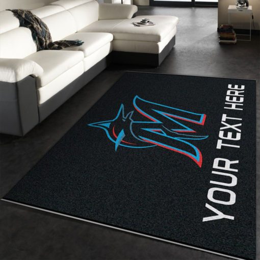 Customizable Miami Marlins Personalized Accent Rug Area Rug Carpet, Living room and bedroom Rug, US Gift Decor