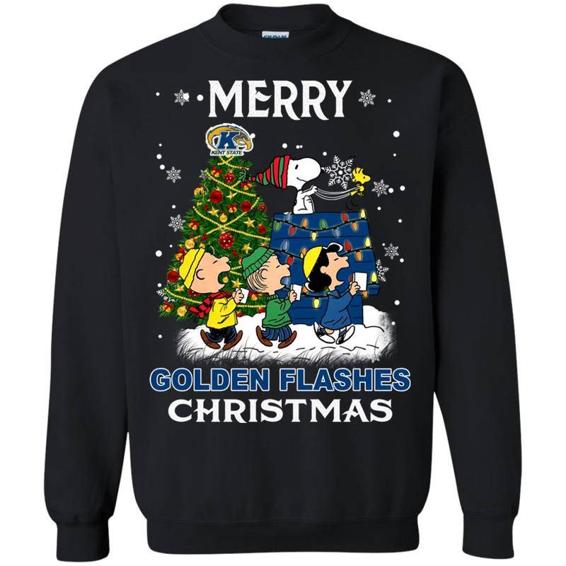 Kent State Golden Flashes Snoopy And Friends Merry Christmas Sweatshirt