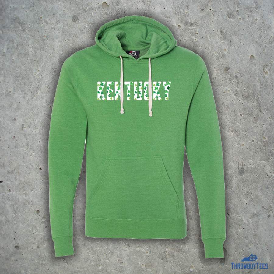 Kentucky Shamrock Script – Green Hoodie w/ Strings