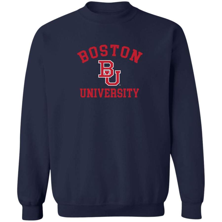 Boston university merch League academy crew sweatshirt navy white gray