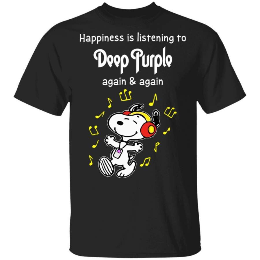 Happiness Is Listening To Deep Purple T-shirt Snoopy Rock Tee HA03