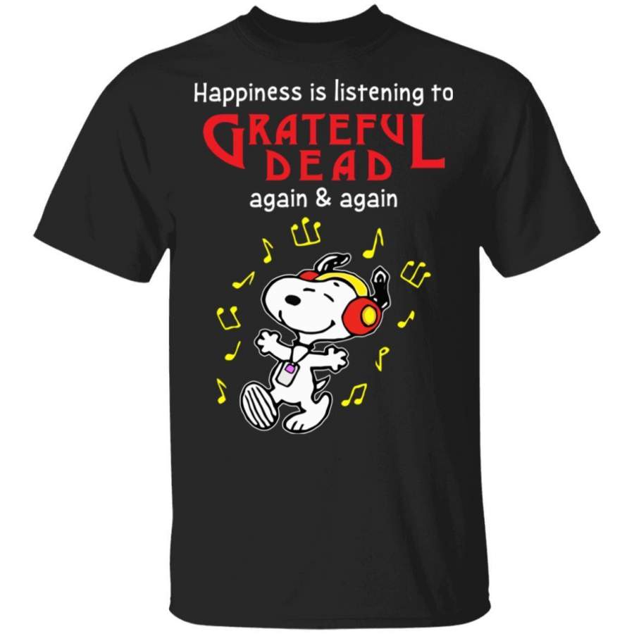 Happiness Is Listening To Grateful Dead T-shirt Snoopy Rock Tee HA03