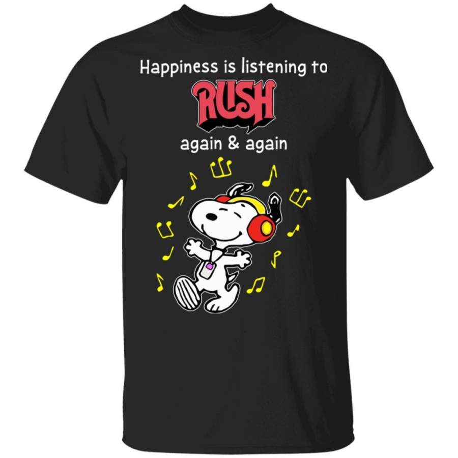 Happiness Is Listening To Rush T-shirt Snoopy Rock Tee HA03