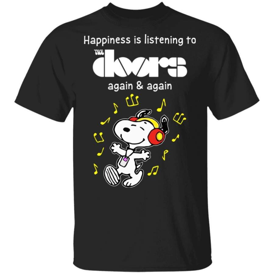 Happiness Is Listening To The Doors T-shirt Snoopy Rock Tee HA03