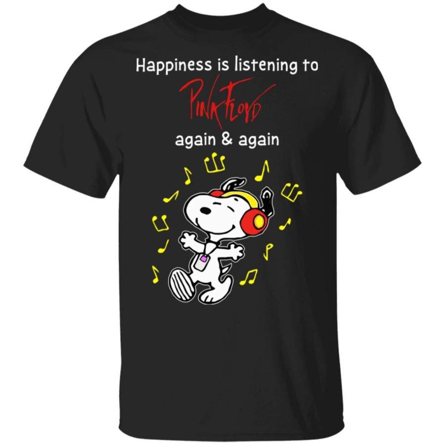 Happiness Is Listening To Pink Floyd T-shirt Snoopy Rock Tee HA03