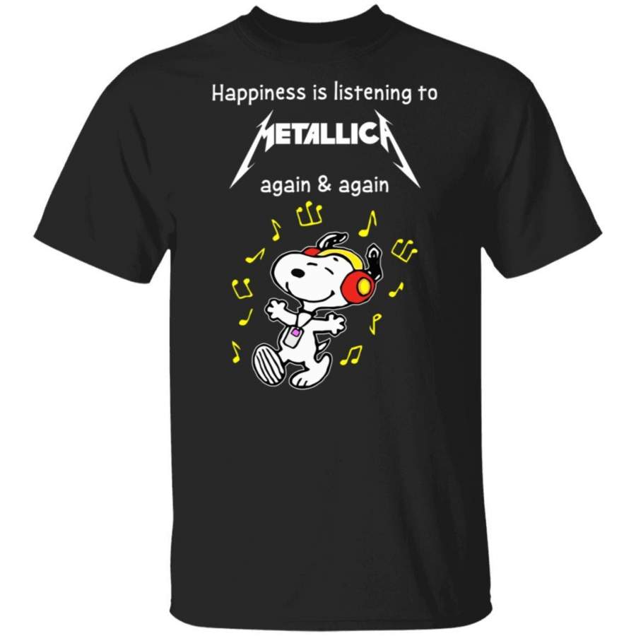 Happiness Is Listening To Metallica T-shirt Snoopy Rock Tee HA03