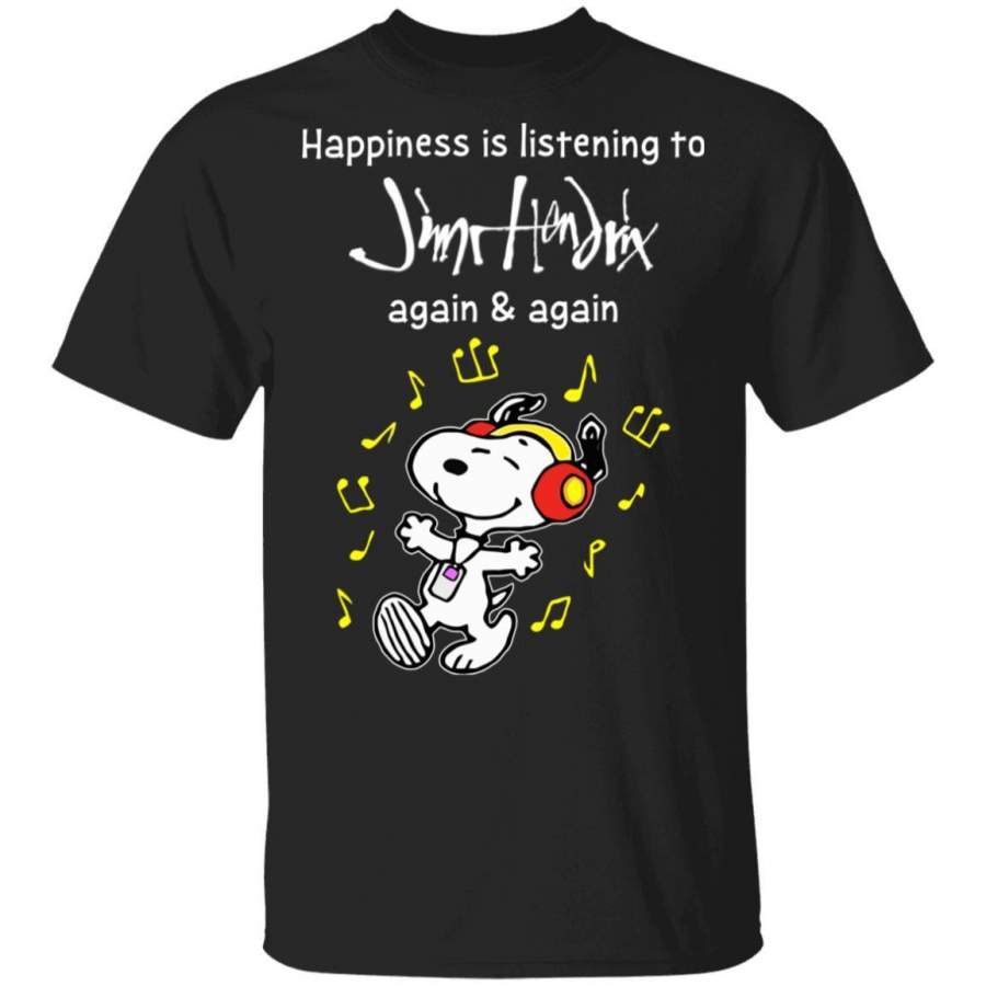 Happiness Is Listening To Jimi Hendrix T-shirt Snoopy Rock Tee HA03