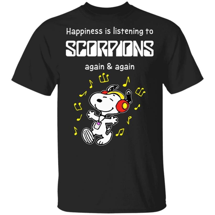 Happiness Is Listening To Scorpions T-shirt Snoopy Rock Tee HA03