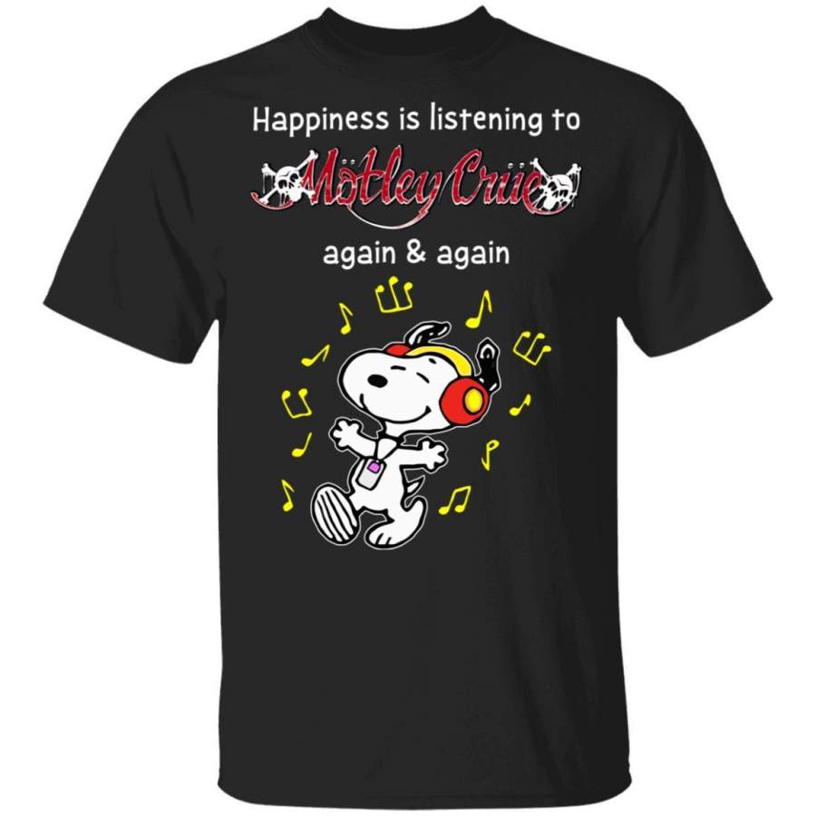 Happiness Is Listening To Motley Crue T-shirt Snoopy Rock Tee HA03