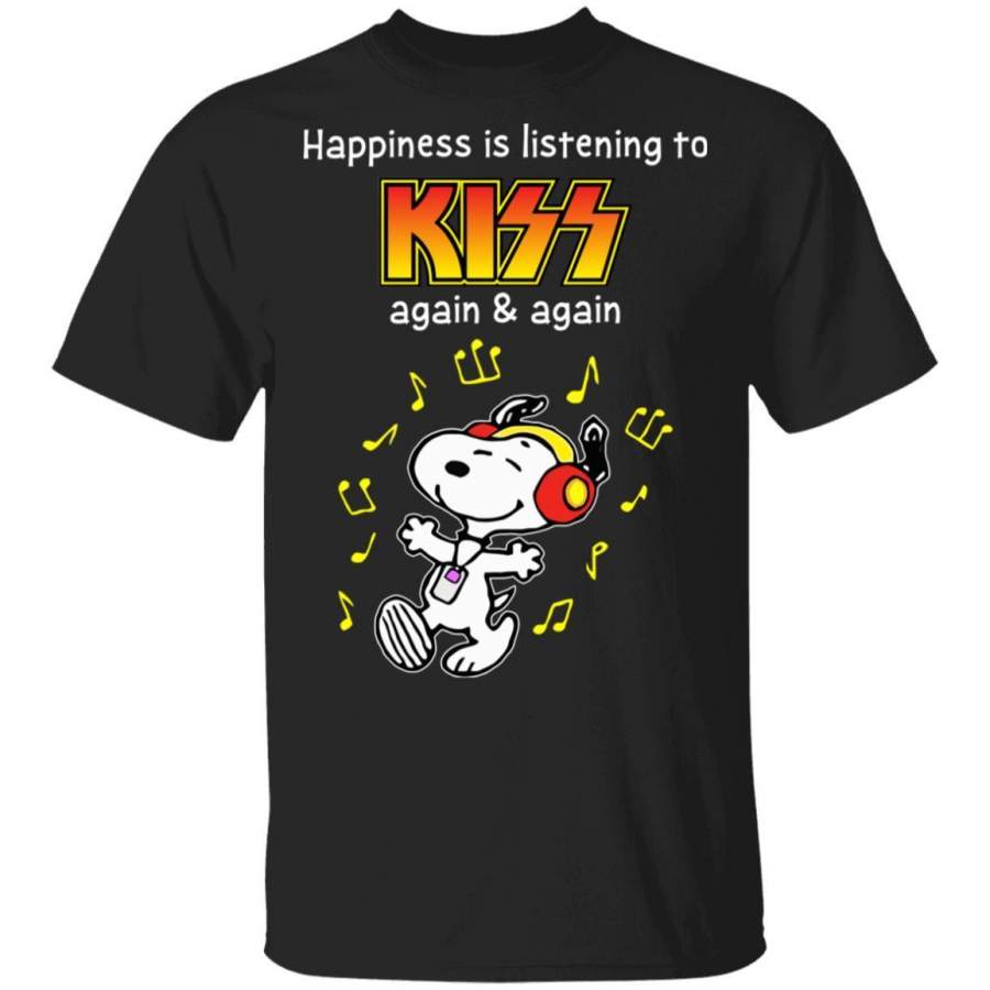 Happiness Is Listening To KISS T-shirt Snoopy Rock Tee HA03