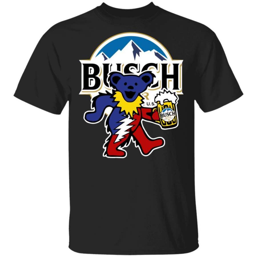 Grateful Dead Bear And Busch T-shirt Funny Beer Tee MN02