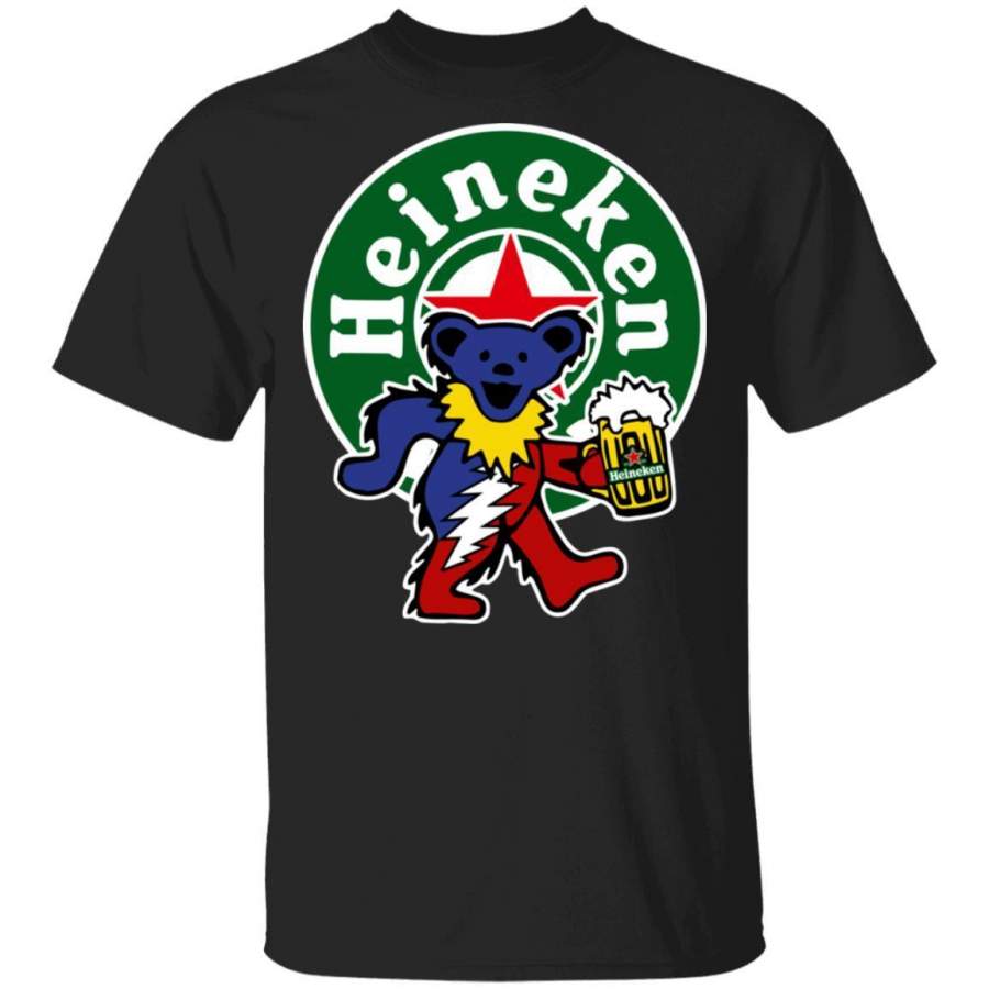 Grateful Dead Bear And Heineken T-shirt Funny Beer Tee MN02