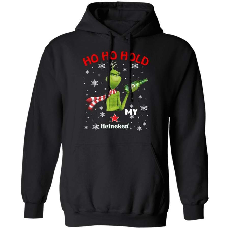 Christmas Hoodie Grinch Ho Ho Hold My Heineken Xmas Beer Hoodie MT11