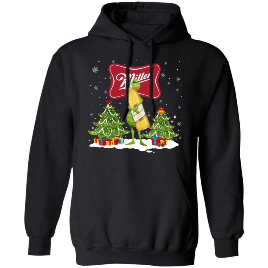 Christmas Hoodie Grinch Holding Miller High Life Xmas Beer Hoodie PT11