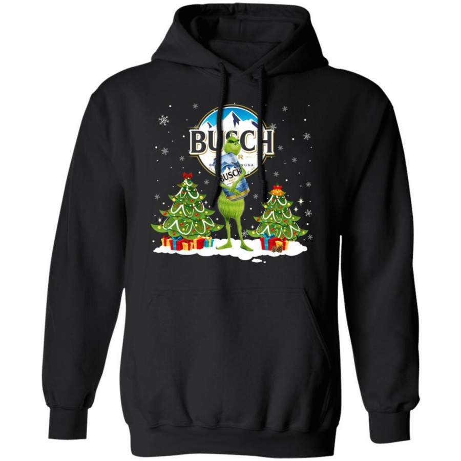 Christmas Hoodie Grinch Holding Busch Xmas Beer Hoodie PT11