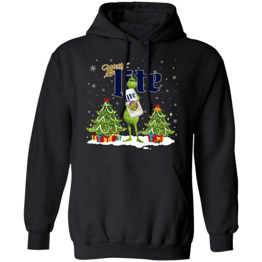 Christmas Hoodie Grinch Holding Miller Lite Xmas Beer Hoodie PT11