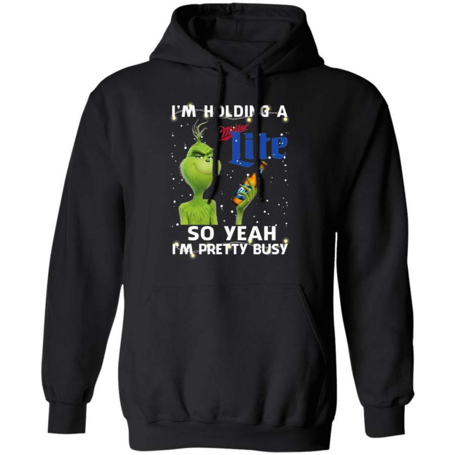 Christmas Hoodie Grinch I’m Holding Miller Lite Funny Beer Xmas Shirt VA11