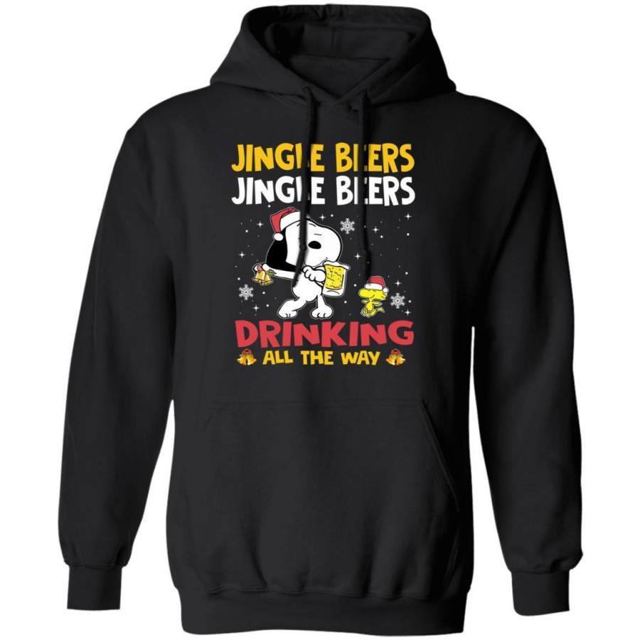 Jingle Beers Jingle All The Way Snoopy Hoodie Funny Xmas Gift For Beer Lovers MT11