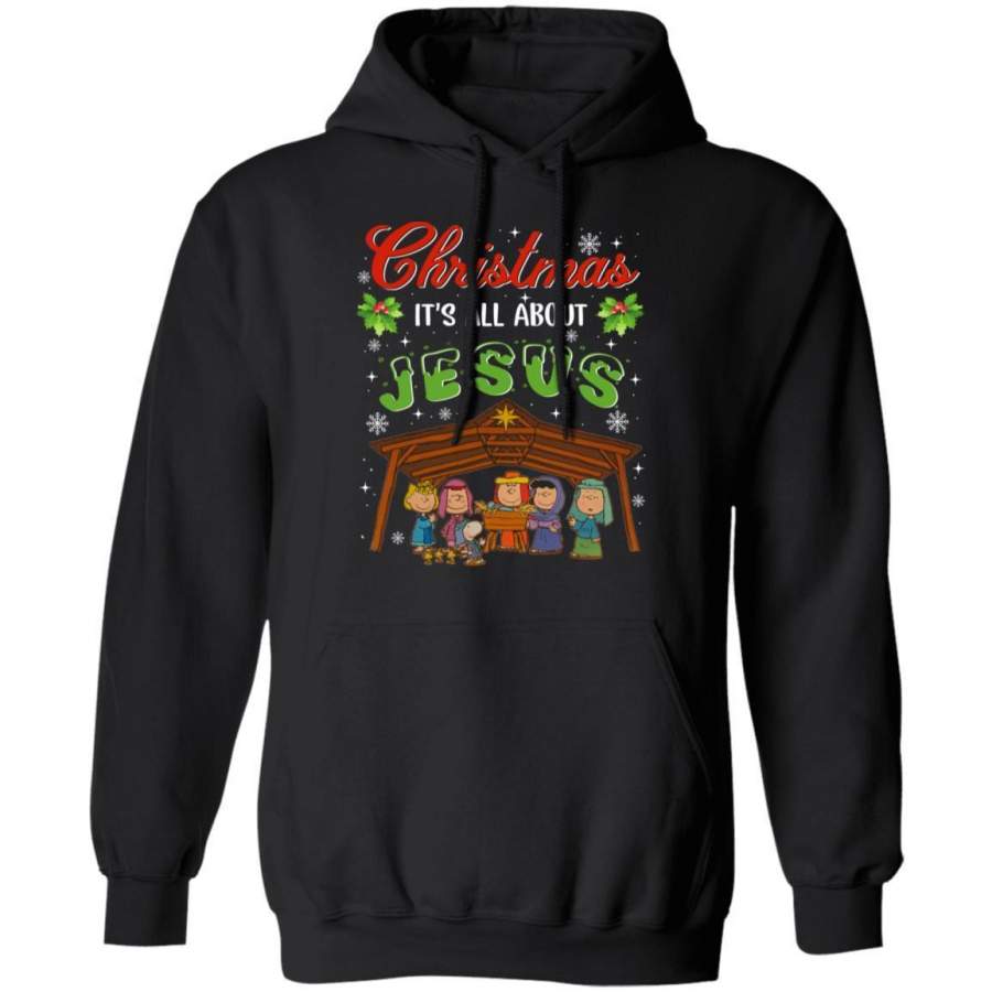 Christmas It’s All About Jesus Peanuts In Bethlehem Hoodie Snoopy Xmas MT11