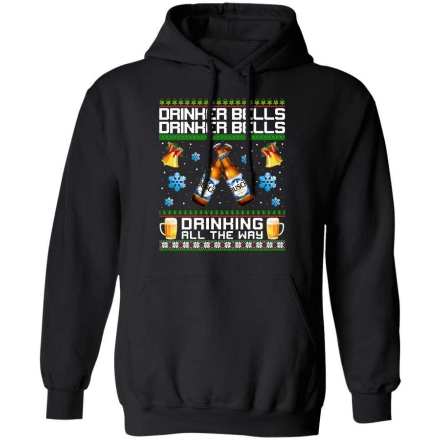 Christmas Busch Hoodie Drinker Bells Drinking All The Way Beer Xmas Gift MT11