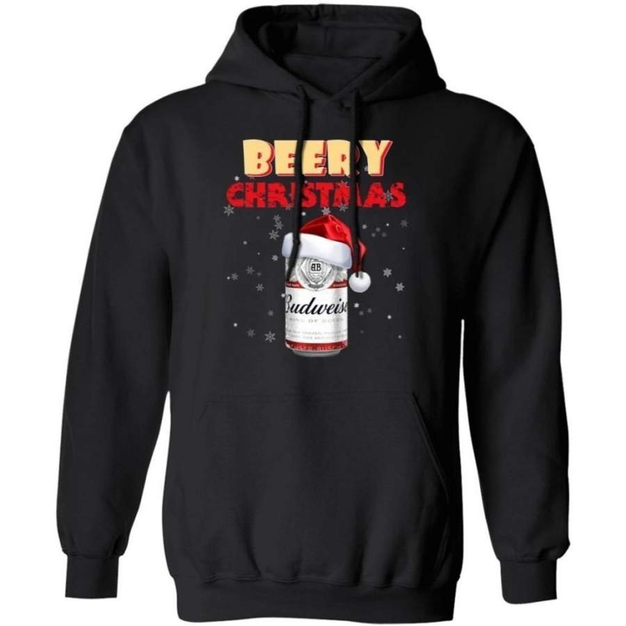 Beery Christmas Budweiser Hoodie Funny Beer Hoodie Xmas Gift HA10