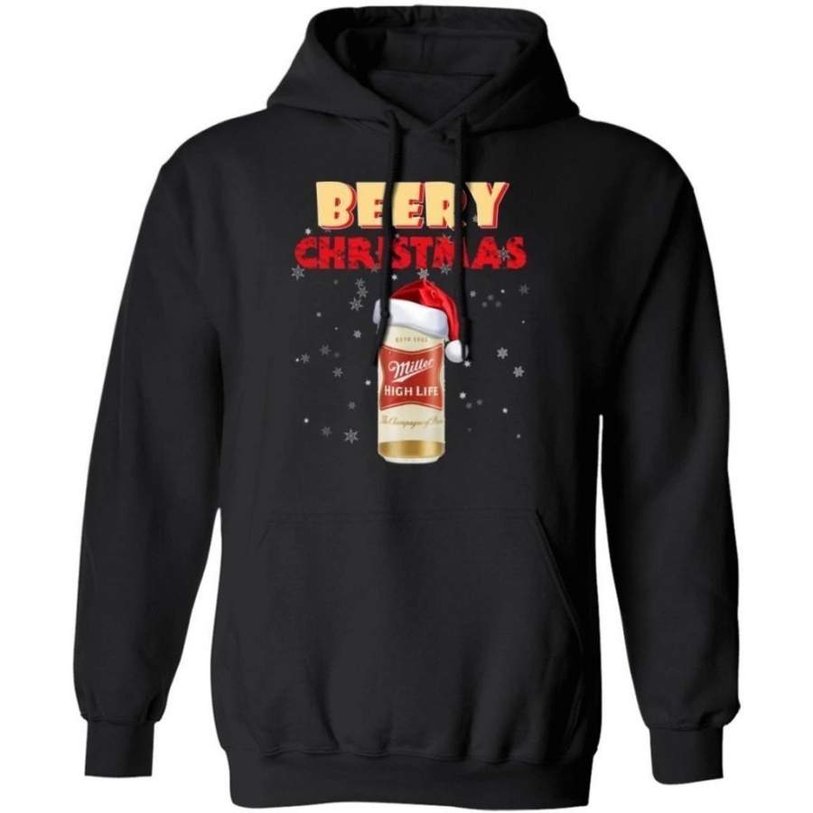 Beery Christmas Miller High Life Hoodie Funny Beer Hoodie Xmas Gift HA10