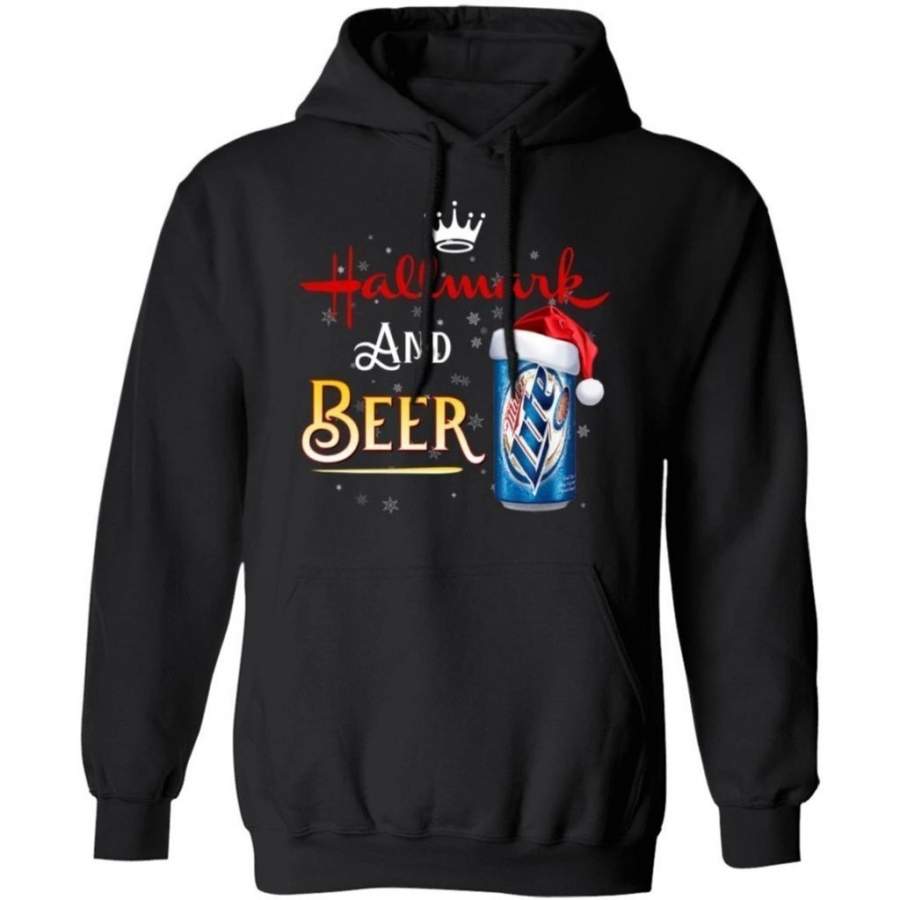 Hallmark And Miller Lite Beer Christmas Hoodie Funny Christmas Gift HA10