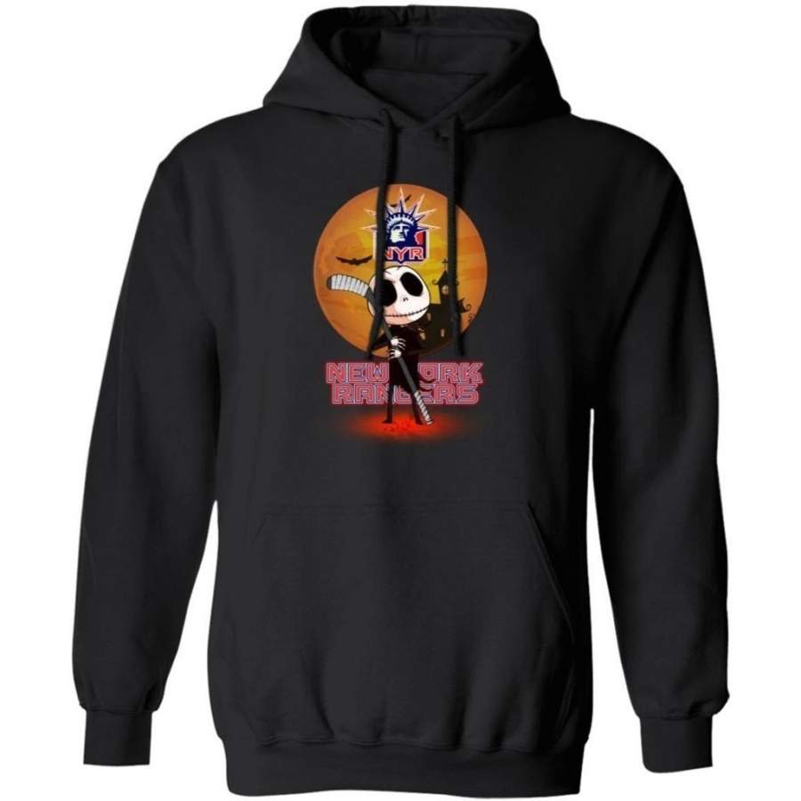 Jack Skellington Holding Hockey Stick New York Rangers Hoodie For Fans HA09