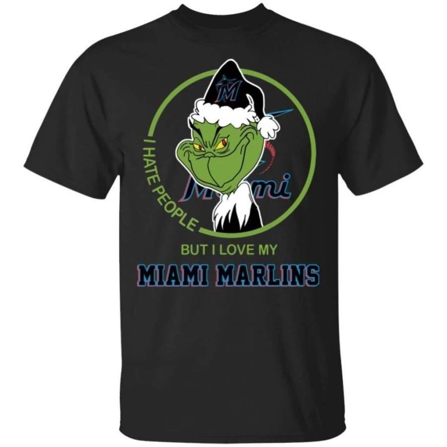 Grinch I Hate People But I Love My Miami Marlins T-Shirt For Fans MN08