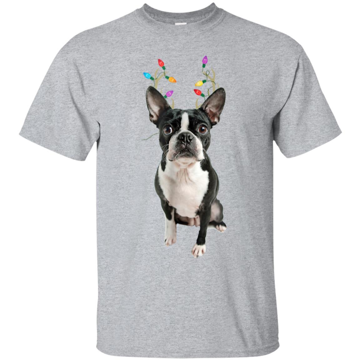 Boston Terrier Reindeer Christmas Dog T-Shirt