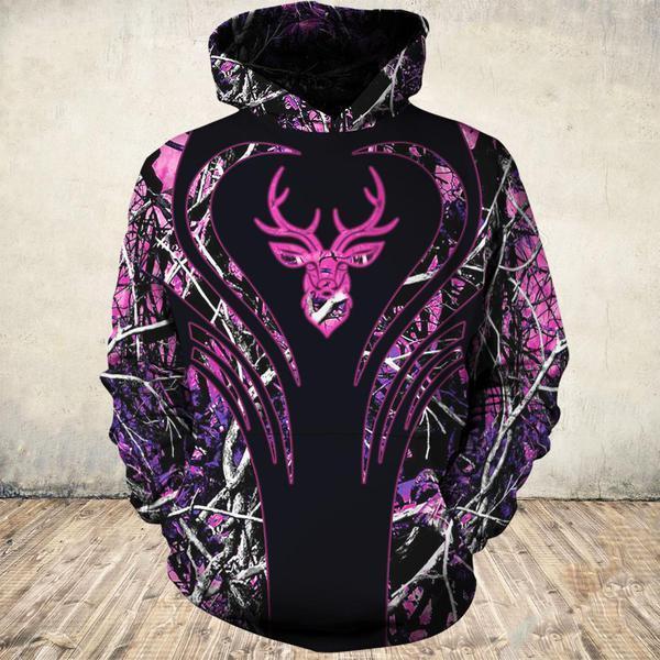 Deer Love Black Purple Hunting 3D All Over Print | Unisex | Adult | Ht4552