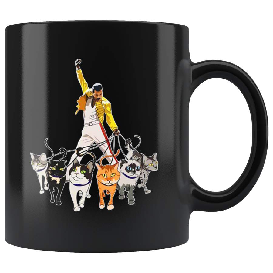 Freddie Mercury With His Cats Mug Cup Coffee Funny