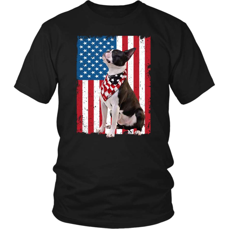 Boston Terrier American flag shirt