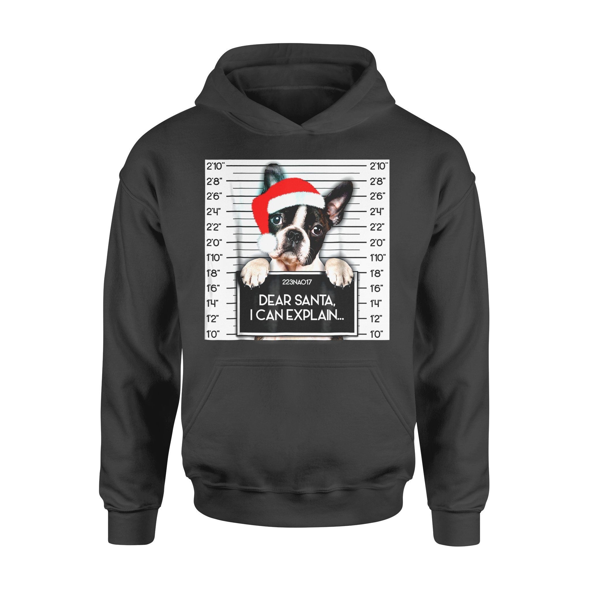 Dog Christmas Gift Idea Xmas Boston Terrier Lover Santa Hat T-Shirt – Standard Hoodie