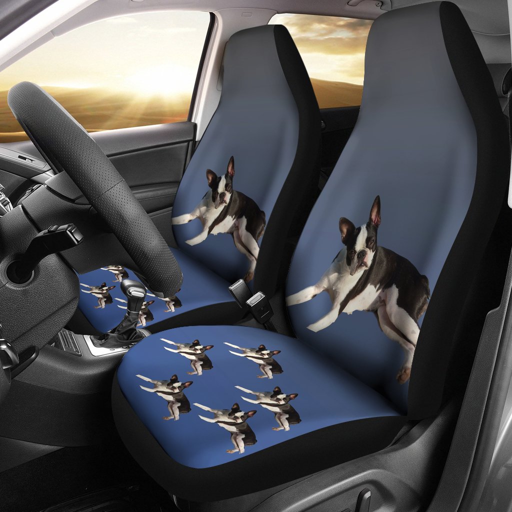 Boston Terrier Car Seat Covers (Set of 2) – Blue