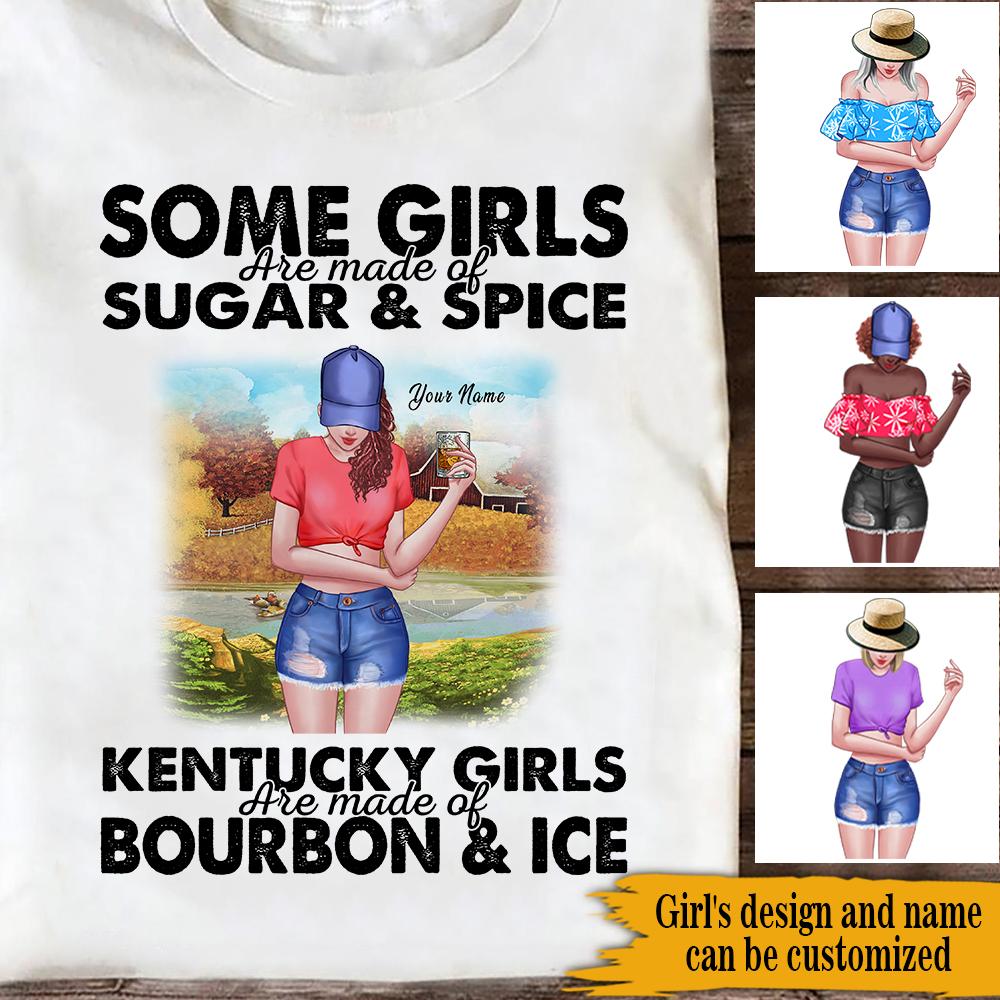 Bourbon Kentucky Girl Custom Shirt Made Of Bourbon & Ice