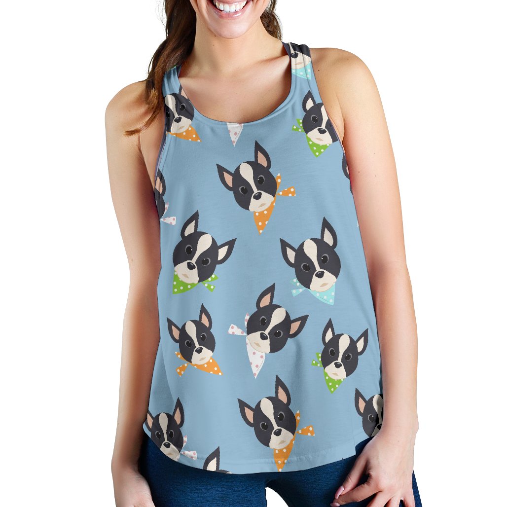 Cute Boston Terrier Pattern Women Racerback Tank Top