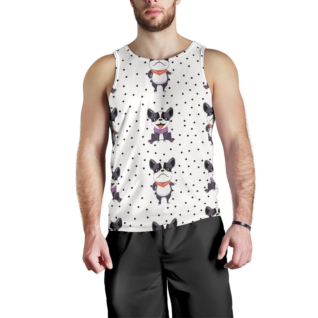 Cute Boston Terrier Pokka Dot Pattern Men Tank Top