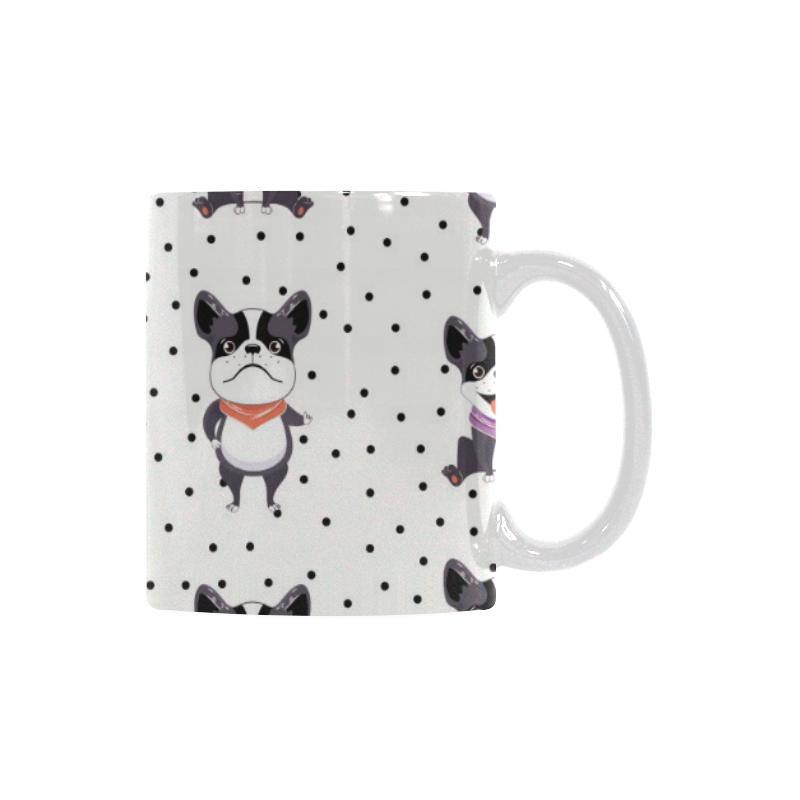 Cute Boston Terrier Pokka Dot Pattern Classical White Mug (FulFilled In US)