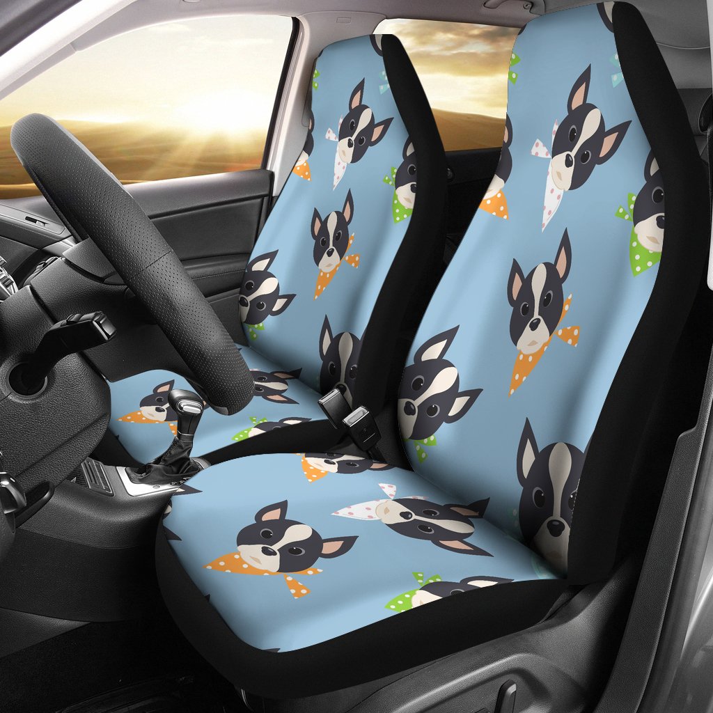 Cute Boston Terrier Pattern Universal Fit Car Seat Covers